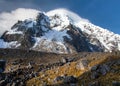 Evening view of mount Salkantay or Salcantay in Peru Royalty Free Stock Photo