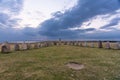 Evening view of the mysterious Ales stones on the south east coast of Sweden