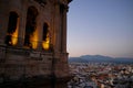 Evening view of Malaga with a part of cathedral