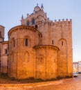 Evening view of the Old Cathedral (Se Velha) of Coimbra, Portuga