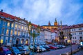 Evening view of Old Town Malostranske namesti square Prague city Czechia Royalty Free Stock Photo