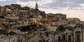 Evening view of the old town of Matera Royalty Free Stock Photo