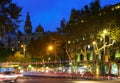 Evening view of Passeig de Gracia in Barcelona, Catalonia Royalty Free Stock Photo