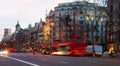 Evening view of Passeig de Gracia in Barcelona, Spain Royalty Free Stock Photo