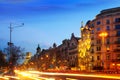 Evening view of Passeig de Gracia in Barcelona Royalty Free Stock Photo