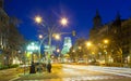 Evening view of Passeig de Gracia in winter time Royalty Free Stock Photo