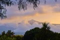 Evening view of the Pico del Teide crown of clouds