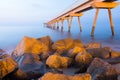 Evening view of pier at sea Royalty Free Stock Photo