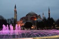 Evening view outside famous landmark Hagia Sophia in Istanbul
