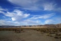Evening view from Pinto Basin Rd, Joshua Tree National Park with dramatic cloud formations and mountains in the distance Royalty Free Stock Photo