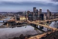 Evening view of Pittsburgh. Pennsylvania, USA Royalty Free Stock Photo