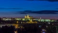 Evening View Of Prague Castle Over Vltava River Timelapse, Czech Republic