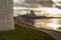 Evening view of the Pskov Kremlin, Russia Royalty Free Stock Photo