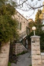 Evening view of a quiet residential Olifant Street in the old district of Jerusalem Talbia - Komiyut in Jerusalem, Israel