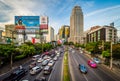 Evening view of Ratchadapisek Road and skyscrapers at Sukhumvit,