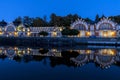 Evening view of the river and waterfront with historic houses Royalty Free Stock Photo