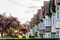 Evening View of Row of Typical English Terraced Houses in Northampton Royalty Free Stock Photo