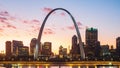 Evening view of the St Louis Skyline with The Gateway Arch Royalty Free Stock Photo