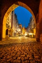 evening view st. Marys church and Mariacka street in the old town center of Gdansk, Poland Royalty Free Stock Photo