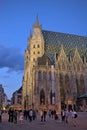 Evening view of St. Stephens Cathedral in Vienna with stone carvings. Royalty Free Stock Photo