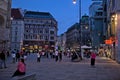 Evening view of St. Stephens Square in Vienna. Royalty Free Stock Photo