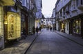 Evening view of a street in the famous Little Shambles neighborhood. Royalty Free Stock Photo