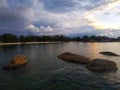 Evening view on Tanjung Tinggi beach, Belitung Indonesia.