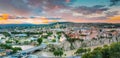 Evening View Of Tbilisi At Colorful Sunset. Georgia. Summer City