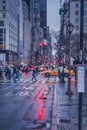 Evening view of the 5th ave on a rainy day