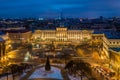 Evening view from the colonnade of the Saint Isaac`s Cathedral in Saint Petersburg, Russia, in winter