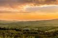 Evening view at the Tuscany countryside from Volterra in Italy Royalty Free Stock Photo