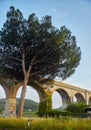 Evening view of viaduct near Formia, Italy Royalty Free Stock Photo