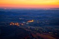 Evening view of villages and landscape below Kalnik mountain Royalty Free Stock Photo