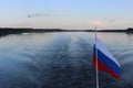 Evening view of the Volga River from the stern of the ship