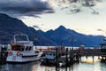 Evening view of Wakatipu lake and beautiful mountains in Queenstown Royalty Free Stock Photo