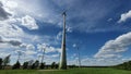 Evening view of wind turbines or windmills farm field in Germany Royalty Free Stock Photo