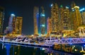 Evening view of yacht club of Dubai Marina, UAE Royalty Free Stock Photo