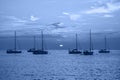 Evening view on Yachts, fishing boats and the Adriatic sunset sea, Rovinj, Croatia Royalty Free Stock Photo