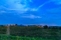 Evening in the vineyard of Rosazzo during a moon eclipse Royalty Free Stock Photo