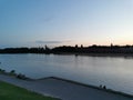 evening Volkhov at sunset warm summer blue sky