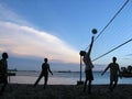Evening volleyball at seaside