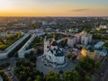 Evening Voronezh, Annunciation Cathedral, aerial drone view