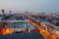 Evening Voronezh downtown. Aerial view from roof