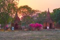 Evening in blooming garden, Bagan, Myanmar