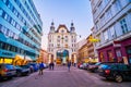 The evening walk of the center of Vienna, exploring great historical and modern architecture, Austria