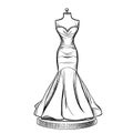 Evening or Wedding dress on a mannequin hand drawn sketch Fashion Royalty Free Stock Photo