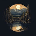 Evening Wilderness: Hyper-detailed Illustration Of Tranquil Serenity Royalty Free Stock Photo