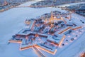 Evening Winter Aerial View, Peter And Paul Fortress, Neva River, Saint Petersburg, Russia