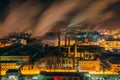 Evening winter cityscape view of industrial area in Voronezh.