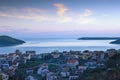 Evening winter Mediterranean landscape. Montenegro, view of Adriatic Sea and Bay of Kotor near Herceg Novi city Royalty Free Stock Photo